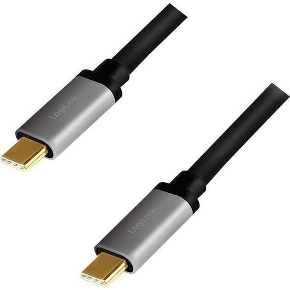 Kabel USB LogiLink USB-C - USB-C 1.5 m Czarno-srebrny (CUA0106)