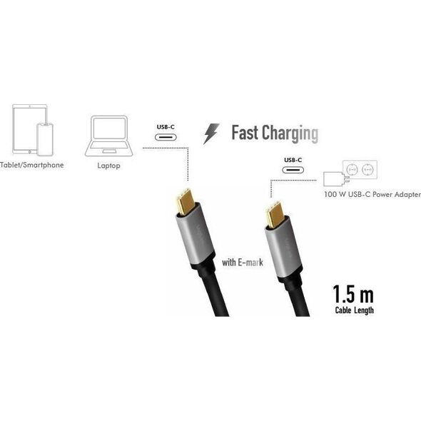 Kabel USB LogiLink USB-C - USB-C 1.5 m Czarno-srebrny (CUA0106)
