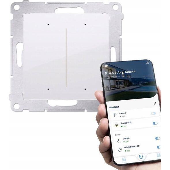 Kontakt-Simon Simon 54 GO Sterownik przyciskowy oświetleniowy - 2 wyjścia 5A, sterowany smartfonem WiFi 230V (moduł) biały DEW2W.01/11 9643884 5902787869465