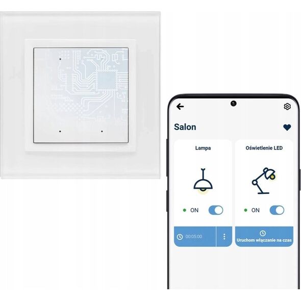 Kontakt-Simon Simon 54 GO Sterownik przyciskowy oświetleniowy - 2 wyjścia 5A, sterowany smartfonem WiFi 230V (moduł) biały DEW2W.01/11 9643884 5902787869465