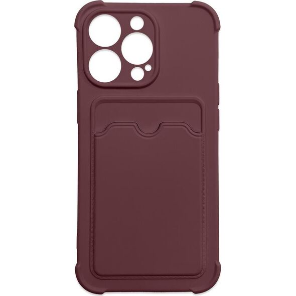 Hurtel Card Armor Case etui pokrowiec do iPhone 13 Pro portfel na kartę silikonowe pancerne etui Air Bag malinowy 9651994 9145576234532