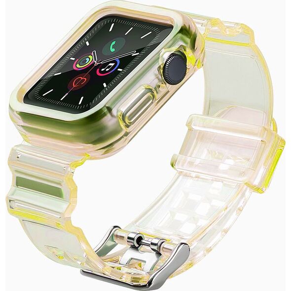 Hurtel Strap Light Set silikonowa opaska pasek bransoleta bransoletka etui do zegarka Watch 6 40mm / Watch 5 40mm / Watch 4 40mm / Watch SE 40mm żółty 9652271 9145576223826