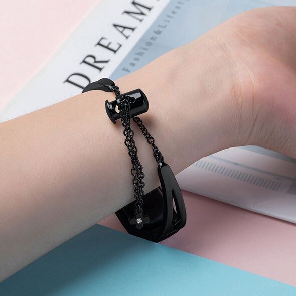 Hurtel Zamienna metalowa opaska bransoleta łańcuszek pasek do Xiaomi Mi Band 6 / 5 / 4 / 3 czarny 9652287 5907769312038