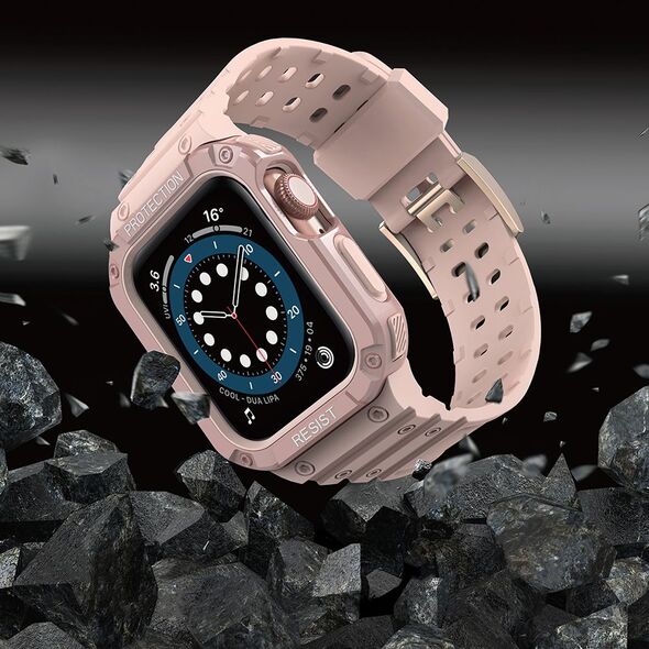 Dux Ducis Protect Strap Band opaska z etui do Watch 7 / 6 / 5 / 4 / 3 / 2 / SE (45 / 44 / 42mm) obudowa pancerny pokrowiec na zegarek różowy 9652314 9145576231760