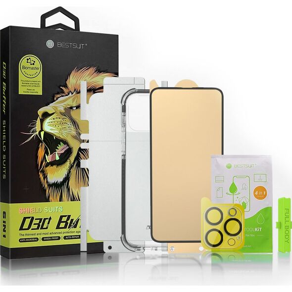 Bestsuit Bestsuit 6w1 zestaw do iPhone 13 etui / szkło hartowane flexi / folia na tył / szkło na aparat / ściereczki / aplikator (D30 Buffer) 9652345 9145576225349