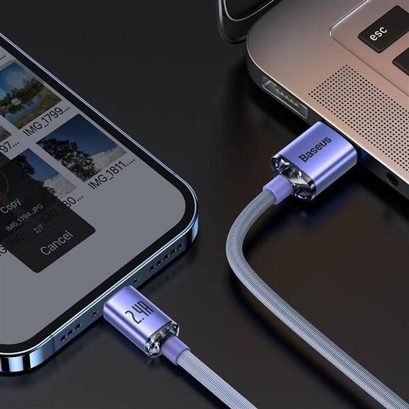 Kabel USB Baseus USB-A - Lightning 1.2 m Fioletowy (6932172602703) 9659525 6932172602703