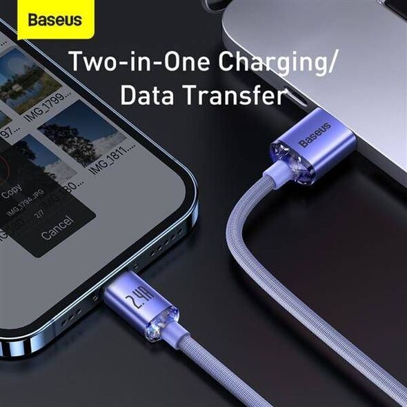 Kabel USB Baseus USB-A - Lightning 1.2 m Fioletowy (6932172602703) 9659525 6932172602703