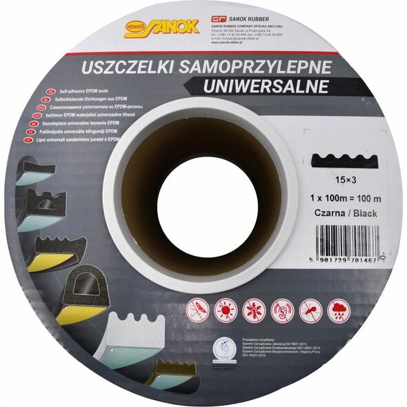 Stomil Sanok USZCZELKA DGP 15x3 CZARNA 100mb SADSDG-04202-100 9659928 5901729701467