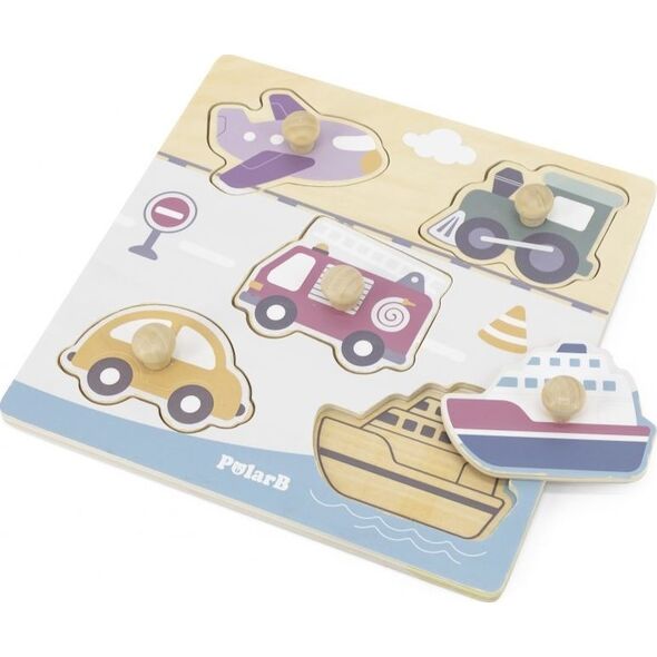 Viga Toys VIGA PolarB Drewniane Puzzle Pojazdy z Pinezkami 9662188 6971608440694