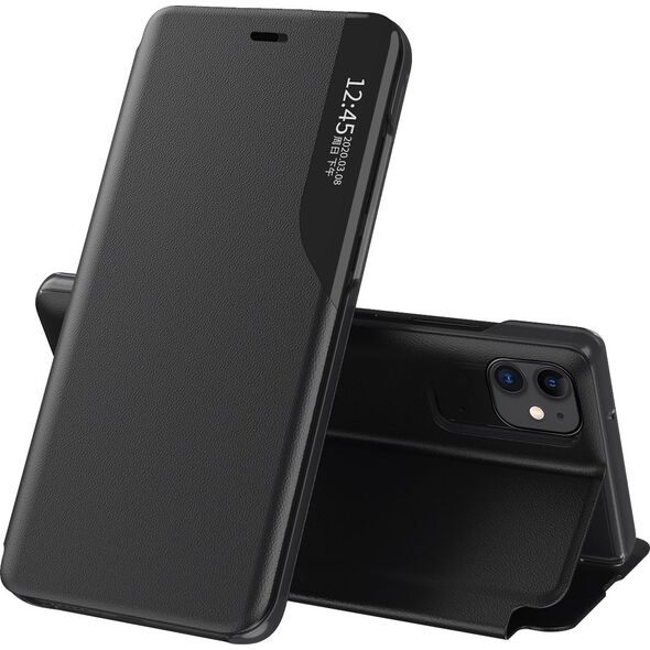 Hurtel Eco Leather View Case elegancki futerał etui z klapką i funkcją podstawki iPhone 13 Pro Max czarny 9676252 9145576231050