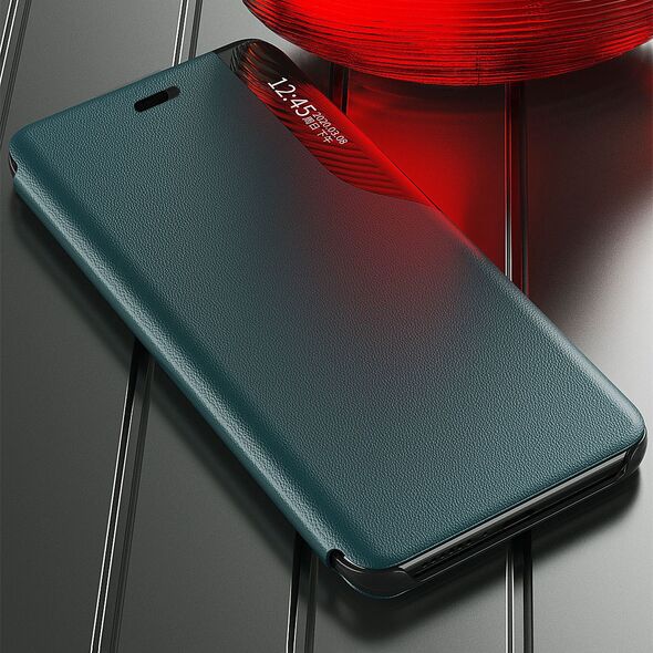 Hurtel Eco Leather View Case elegancki futerał etui z klapką i funkcją podstawki iPhone 13 Pro Max niebieski 9676255 9145576231067
