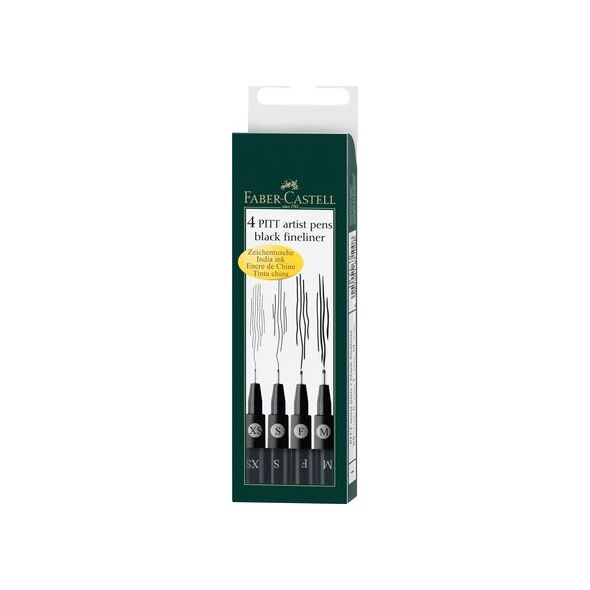 Faber-Castell pisaki kreślarskie Faber Castell Pitt czarny 4 szt 9728806 4005401671152