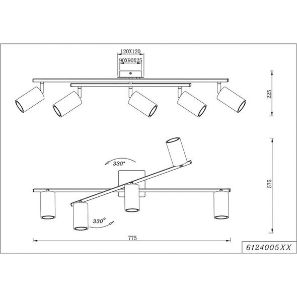 Lampa sufitowa Trio RL lampa sufitowa Marley 57 x 22 cm stal matowa czarna 9731395 4017807411621