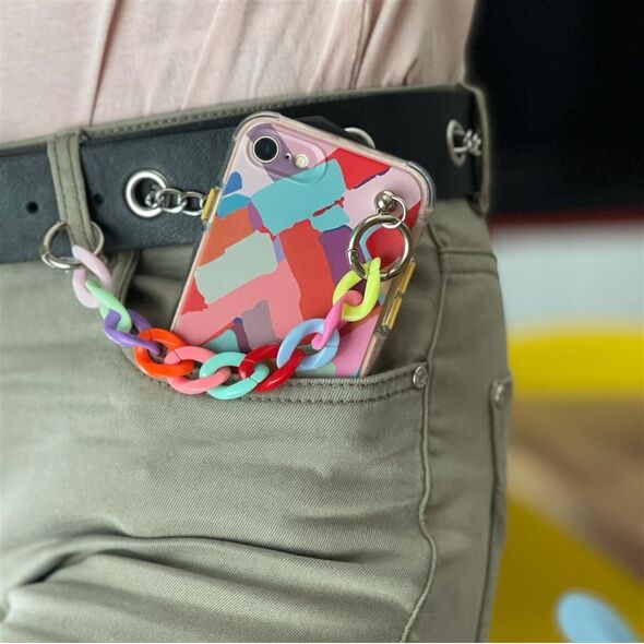 Hurtel Color Chain Case żelowe elastyczne etui z łańcuchem łańcuszkiem zawieszką do iPhone 13 mini wielokolorowy (1) 9736567 9145576224700