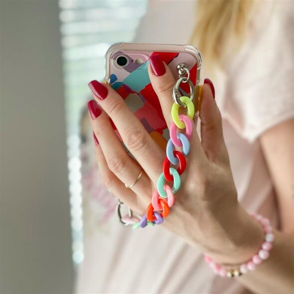 Hurtel Color Chain Case żelowe elastyczne etui z łańcuchem łańcuszkiem zawieszką do Samsung Galaxy A22 4G wielokolorowy (3) 9736595 9145576224960