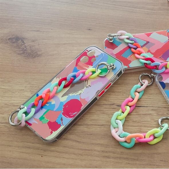 Hurtel Color Chain Case żelowe elastyczne etui z łańcuchem łańcuszkiem zawieszką do Samsung Galaxy A22 4G wielokolorowy (3) 9736595 9145576224960