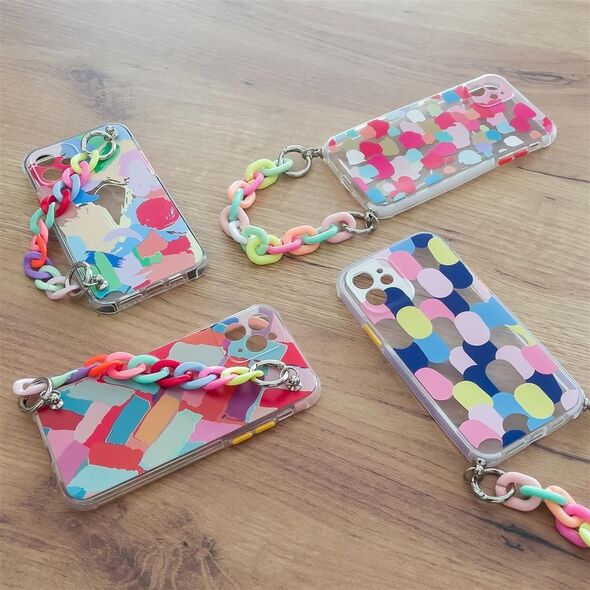 Hurtel Color Chain Case żelowe elastyczne etui z łańcuchem łańcuszkiem zawieszką do Samsung Galaxy A22 4G wielokolorowy (3) 9736595 9145576224960