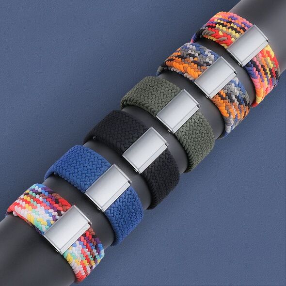 Hurtel Strap Fabric opaska do Watch 6 / 5 / 4 / 3 / 2 (40mm / 38mm) pleciony materiałowy pasek bransoletka do zegarka czarno-biały 9738507 9145576237793
