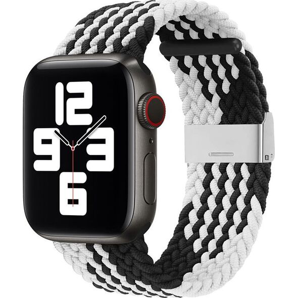 Hurtel Strap Fabric opaska do Watch 6 / 5 / 4 / 3 / 2 (44mm / 42mm) pleciony materiałowy pasek bransoletka do zegarka czarno-biały 9738517 9145576237892