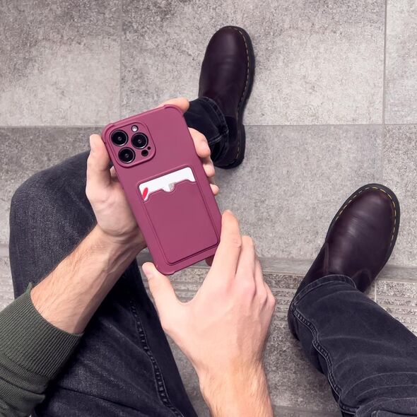 Hurtel Card Armor Case etui pokrowiec do iPhone 11 Pro Max portfel na kartę silikonowe pancerne etui Air Bag czerwony 9738681 9145576235102