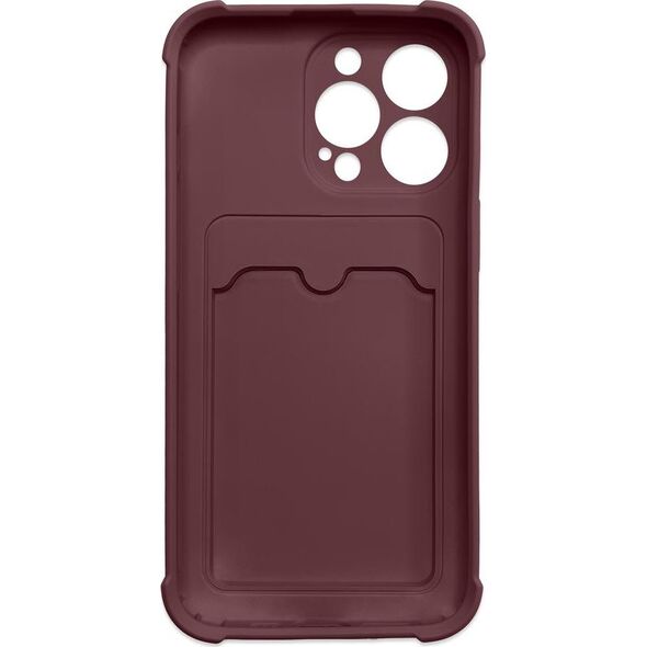 Hurtel Card Armor Case etui pokrowiec do iPhone 12 Pro portfel na kartę silikonowe pancerne etui Air Bag malinowy 9738702 9145576235379