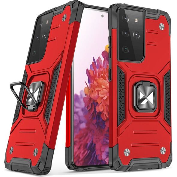 Wozinsky Wozinsky Ring Armor pancerne hybrydowe etui pokrowiec + magnetyczny uchwyt Samsung Galaxy S22 Ultra czerwony 9738780 9145576239803