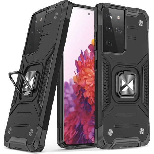 Wozinsky Wozinsky Ring Armor pancerne hybrydowe etui pokrowiec + magnetyczny uchwyt Samsung Galaxy S22 Ultra czarny 9738781 9145576239827