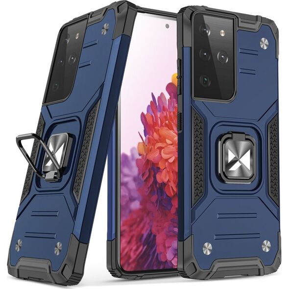 Wozinsky Wozinsky Ring Armor pancerne hybrydowe etui pokrowiec + magnetyczny uchwyt Samsung Galaxy S22 Ultra niebieski 9738785 9145576239810
