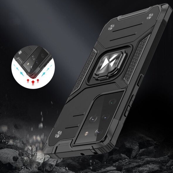 Wozinsky Wozinsky Ring Armor pancerne hybrydowe etui pokrowiec + magnetyczny uchwyt Samsung Galaxy S22 Ultra niebieski 9738785 9145576239810