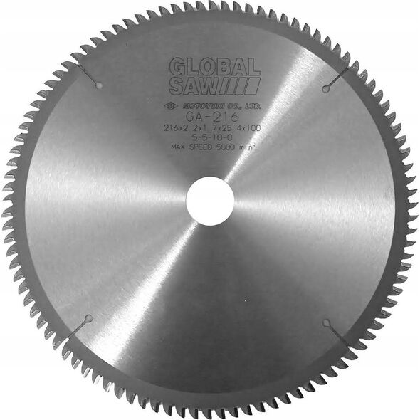 GLOBAL SAW Piła tarczowa do cięcia aluminium GLOBAL SAW 216 x 2,2/1,7 x 25,4mm / 100z CERMET 9814953 4920350300536