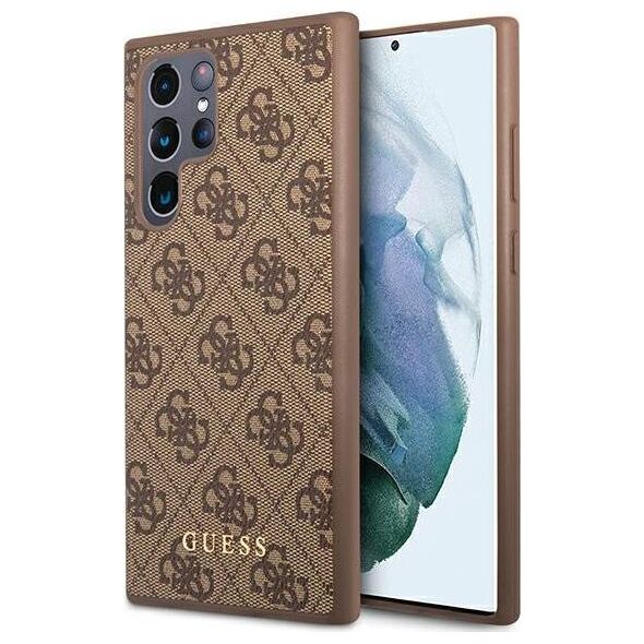 Guess Etui Guess GUHCS22LG4GFBR Samsung Galaxy S22 Ultra brązowy/brown hard case 4G Metal Gold Logo 9857025 3666339042738