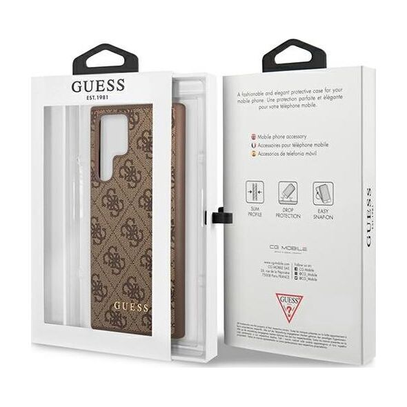 Guess Etui Guess GUHCS22LG4GFBR Samsung Galaxy S22 Ultra brązowy/brown hard case 4G Metal Gold Logo 9857025 3666339042738