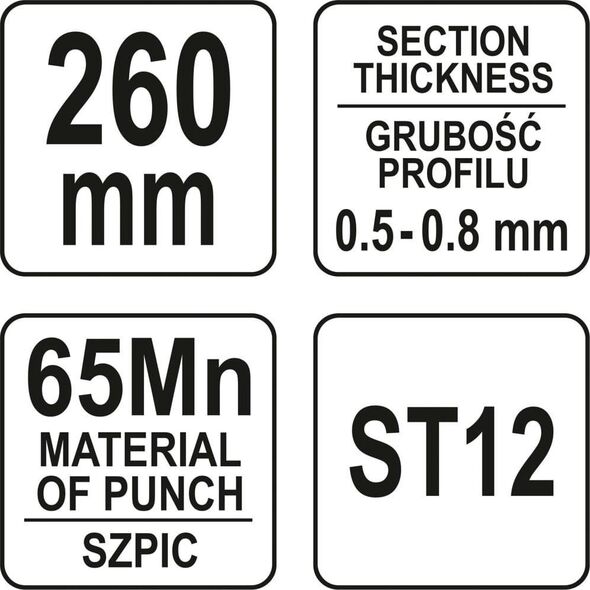 Yato YATO SZCZYPCE DO ŁĄCZENIA PROFILI 260mm YT-51312 9921734 5906083055225