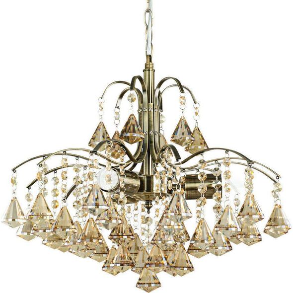 Lampa wisząca Mdeco LAMPA wisząca ELM6246/3 21QG MDECO kryształowa OPRAWA żyrandol na łańcuchu zwis mosiądz bursztynowy 9927035 5902021240654