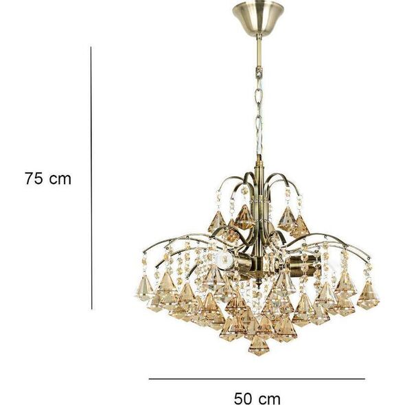 Lampa wisząca Mdeco LAMPA wisząca ELM6246/3 21QG MDECO kryształowa OPRAWA żyrandol na łańcuchu zwis mosiądz bursztynowy 9927035 5902021240654