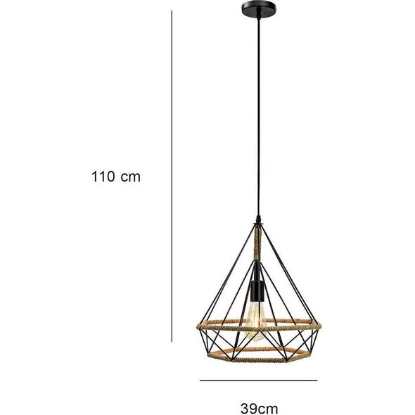 Lampa wisząca Mdeco Druciana LAMPA wisząca ELM8802/1 ZWIS - 06 MDECO metalowa OPRAWA industrialny ZWIS loftowy czarny 9927114 5902021249558