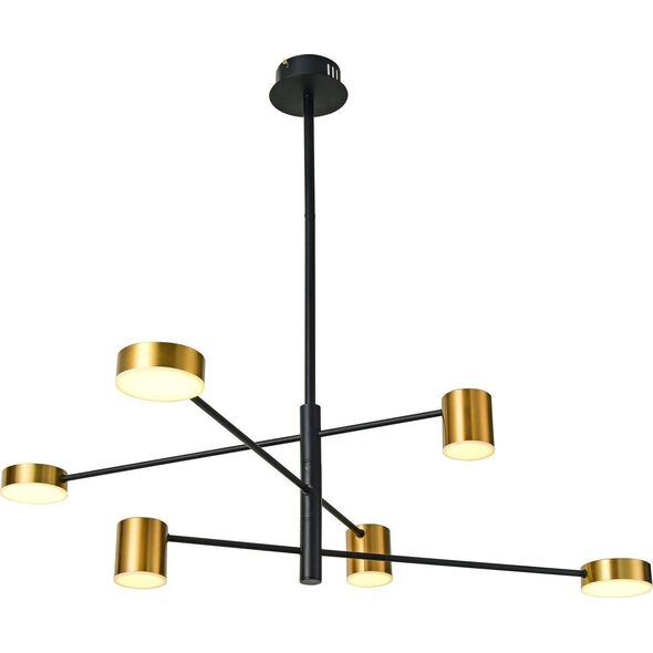 Lampa wisząca Italux Sufitowa LAMPA modernistyczna REMDAL PND-16374-6-BK-GD-4K Italux metalowa OPRAWA molekuły LED 36W 4000K sticks czarne złote 9932826 5900644319184