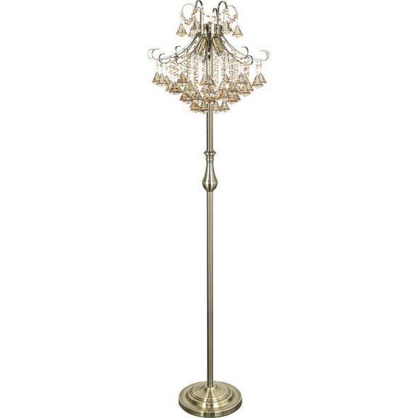 Lampa podłogowa Mdeco LAMPA podłogowa ELM6248/4F 21QG MDECO glamour OPRAWA stojąca z kryształkami szklana mosiądz bursztynowa 9935127 5902021241996