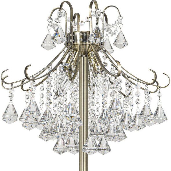 Lampa podłogowa Mdeco LAMPA stojąca ELM6248/4F 21QG+TR MDECO szklana OPRAWA z kryształkami podłogowa glamour mosiądz przezroczysta 9935129 5902021247448