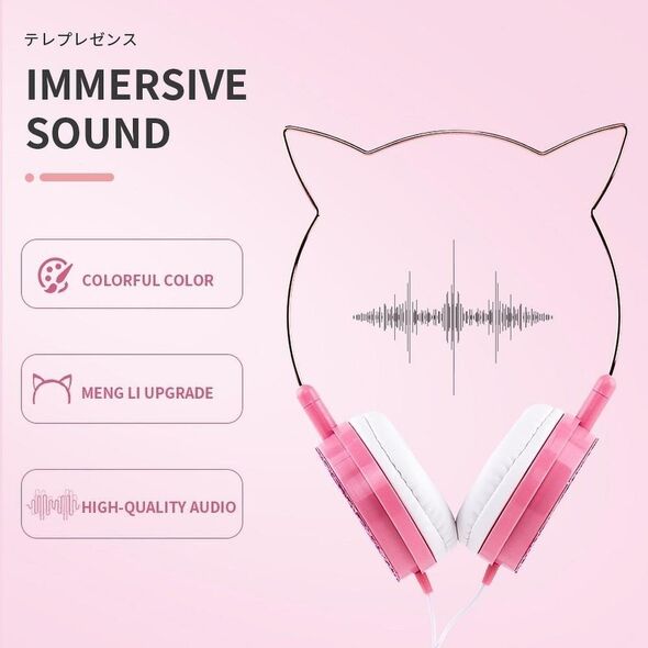 Słuchawki Partner Tele.com Słuchawki nagłowne CAT EAR model YLFS-22 Jack 3,5mm złote 9940214 5903396142185
