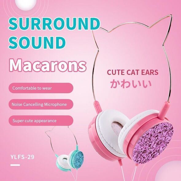 Słuchawki Partner Tele.com Słuchawki nagłowne CAT EAR model YLFS-22 Jack 3,5mm czarne 9940216 5903396142215