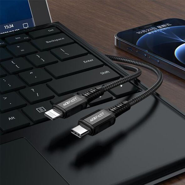 Kabel USB Acefast USB-C - Lightning 1.2 m Czarny (6974316280484) 10018006 6974316280484