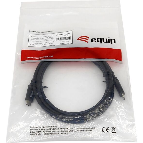 Kabel USB Equip USB-C - USB-C 1 m Czarny (128346) 10035005 4015867226568