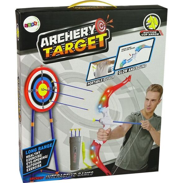 LeanToys Zestaw Strzelecki Łuk Tarcza na Stojaku 134 cm Kołczan Pistolety 10074052 5904665993095