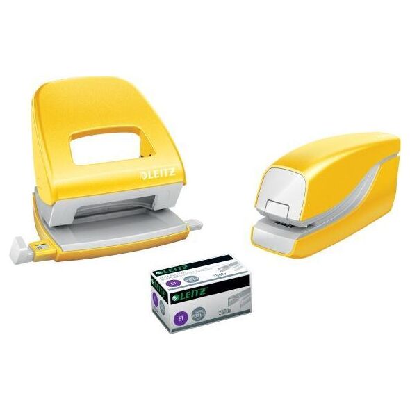 Zszywacz Leitz Zszywacz elektryczny na baterie WOW, żółty, 3 lata gwarancji, 10 kartek 55661016 10089555 4002432122332