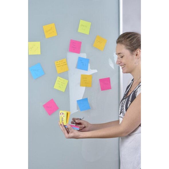 Post-It 3M Multi kostka samoprzylepna POST-IT_ Super Sticky (2014-SC-BYFG),76x76mm, 4x75 kart., mix kolorów 10091424 4046719993840