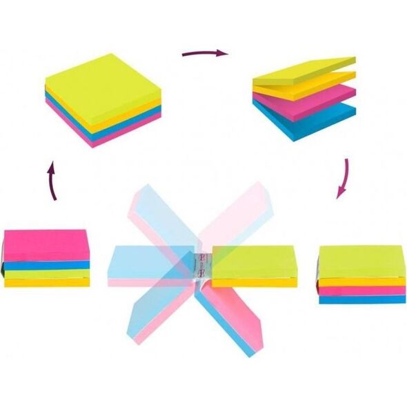Post-It 3M Multi kostka samoprzylepna POST-IT_ Super Sticky (2014-SC-BYFG),76x76mm, 4x75 kart., mix kolorów 10091424 4046719993840