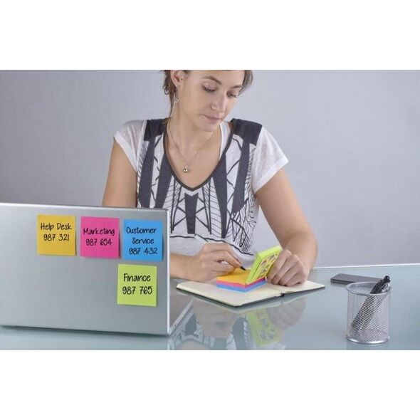 Post-It 3M Multi kostka samoprzylepna POST-IT_ Super Sticky (2014-SC-BYFG),76x76mm, 4x75 kart., mix kolorów 10091424 4046719993840