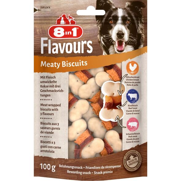 8in1 Przysmak FLAVOURS Meaty Biscuits 100g 10104303 4048422152590
