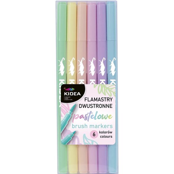 Derform Flamastry dwustronne pastelowe 6 kolorów KIDEA 10165554 5901130090020